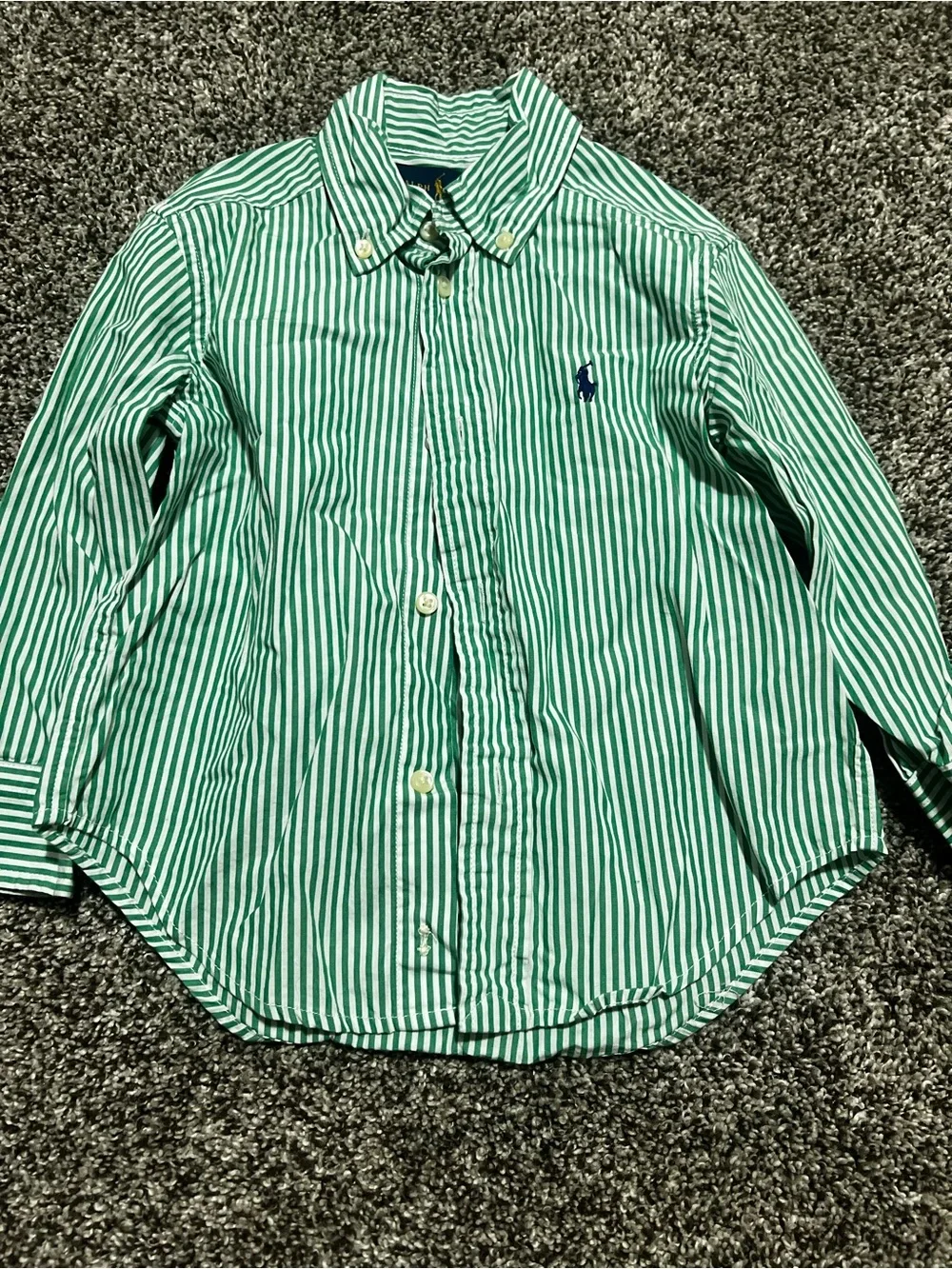 Ralph Lauren Green & White Striped Button-Down Shirt